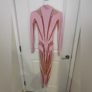 MUGLER - Lvr Exclusive Jersey & Tulle Jumpsuit